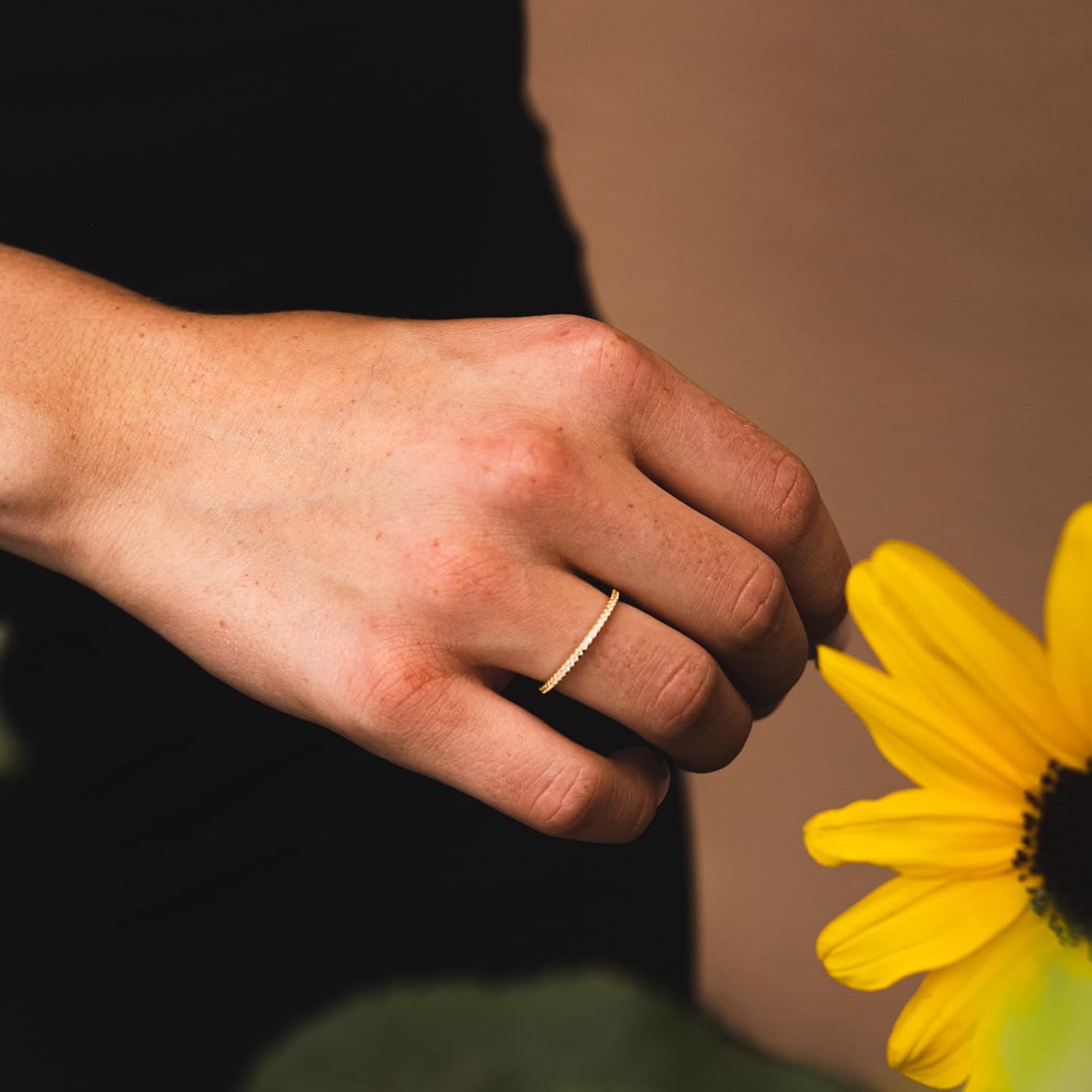 18K Gold Plated Sterling Silver Full Eternity Band | Cubic Zirconia Paved Wedding Band | Thin CZ Stacking Ring - Image 5