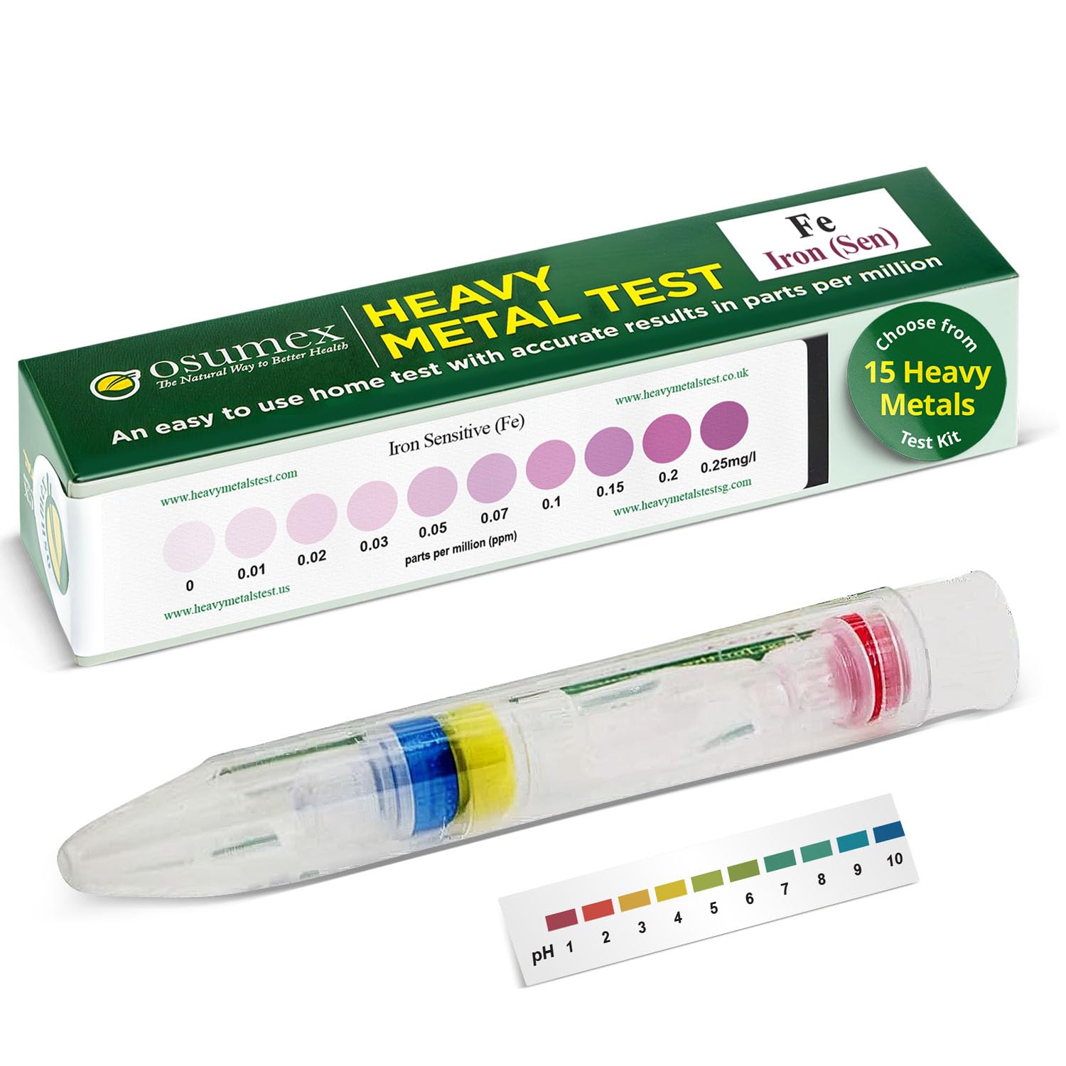 Heavy Metal Test Kits Iron Sensitive Test Kit - 1 Pack Heavy Metal Water Testing Kit, Well Water Testing for Drinking Waters, Iron Tester for Urine, Food, Waters,Tester for Metals at Home