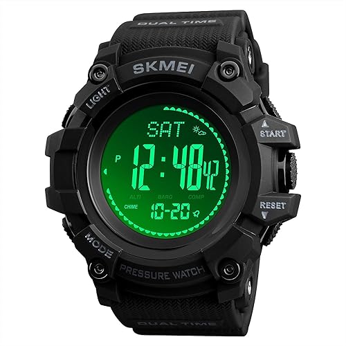 Watch Compass, Altimeter Barometer Thermometer Temperature, Pedometer, Military Army Waterproof Outdoors Sport Digital Watch for Men