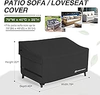 Vista 2 de Porch Shield Funda impermeable para sofá de asiento profundo para exteriores, funda de sofá para muebles de patio, 79 pulgadas de ancho x 40 Negro
