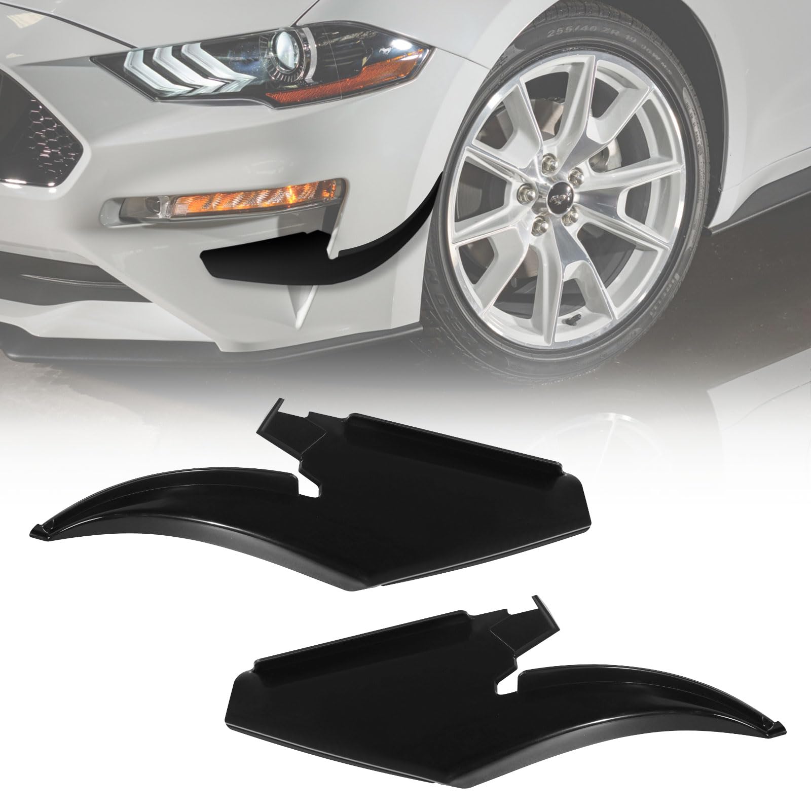 Front Lower Bumper Dive Planes for Ford Mustang 2018-2023, Mustang GT/Ecoboost Accessories Diffuser Side Canard Front Bumper Splitter Spoiler Trim,Black, 2PCS
