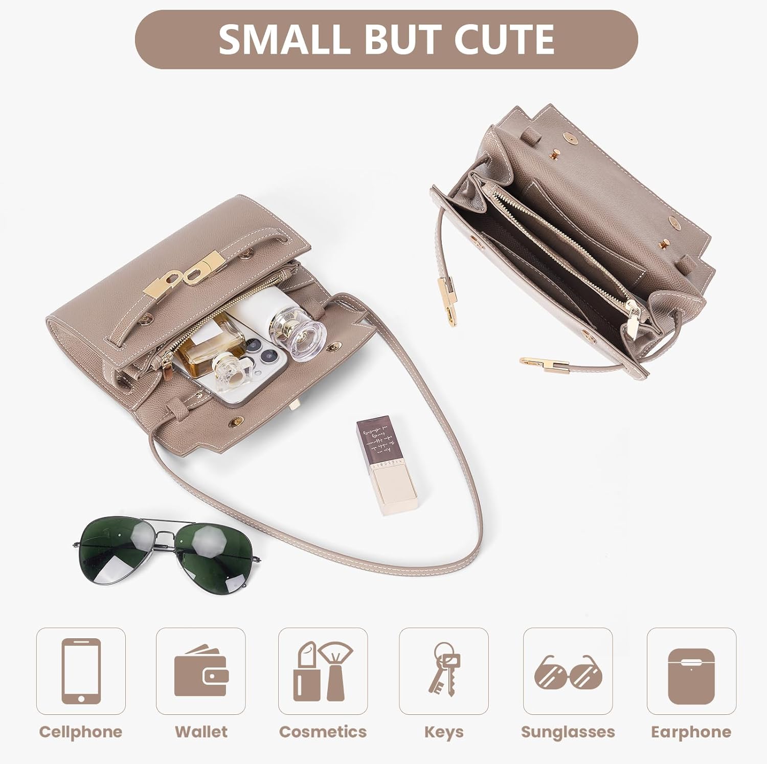 Mini Clutch Purse Vegan Leather Crossbody Bag for Women Small Shoulder Bag Designer Handbag with Strap - Image 5