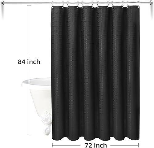 Miniatura 6 de LaCyan Juego de cortina de ducha impermeable 3 en 1 y forro transparente con 12 ganchos de acero inoxidable de doble cara para baño, 72 pulgadas,