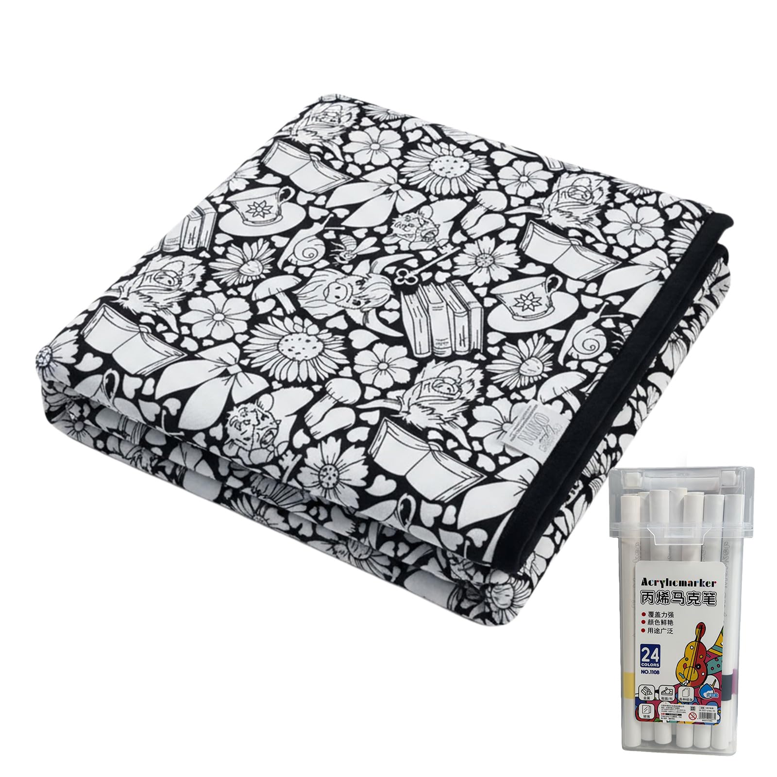 Color Your Own Blanket Washable Fuzzy Velvet Creative Art Project with Markers Painting Blanket for Holiday Arts Crafts Activity Party