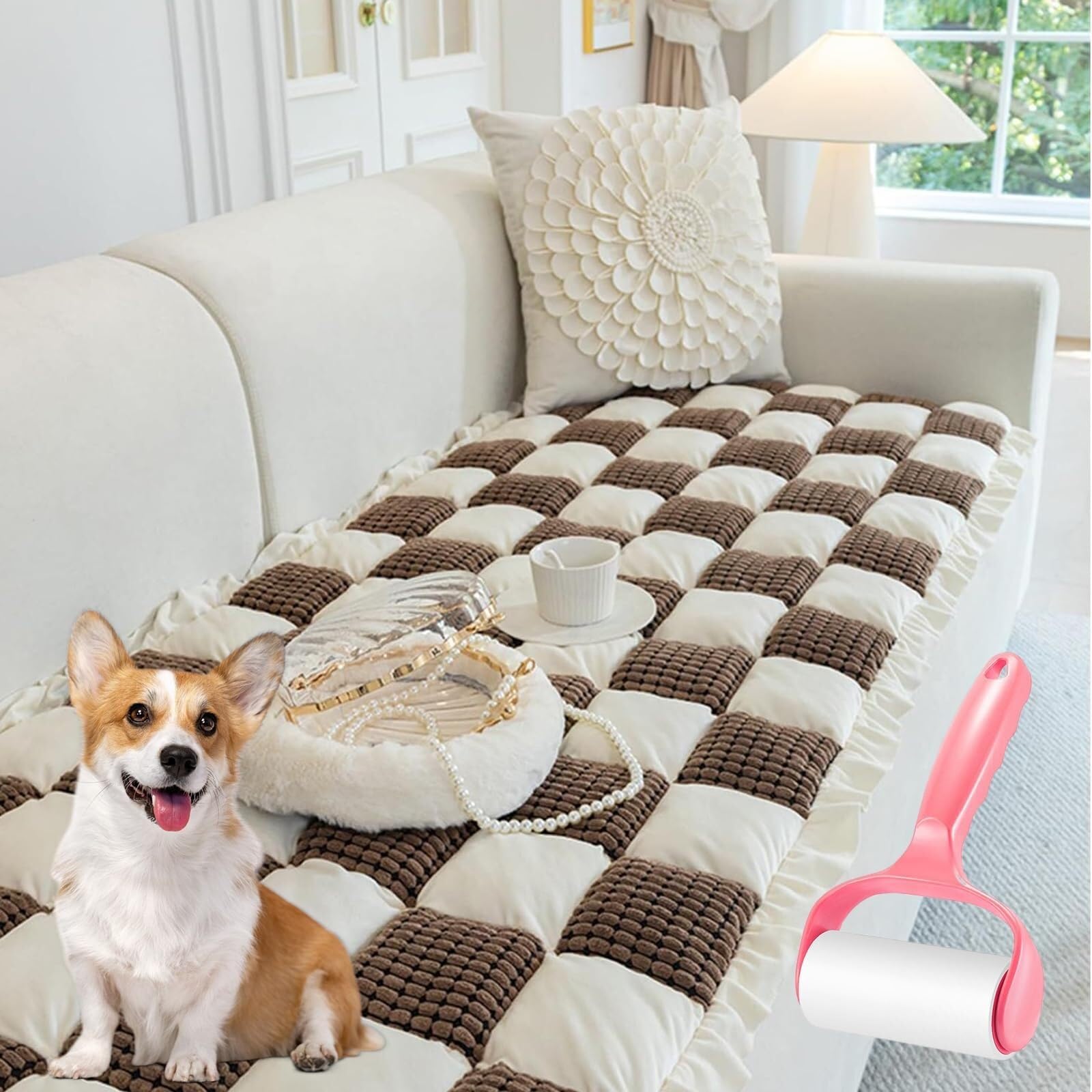 ソファカバー】2枚セット 洗濯可 猫犬対策 子供対策 モコモコ ふわもこ