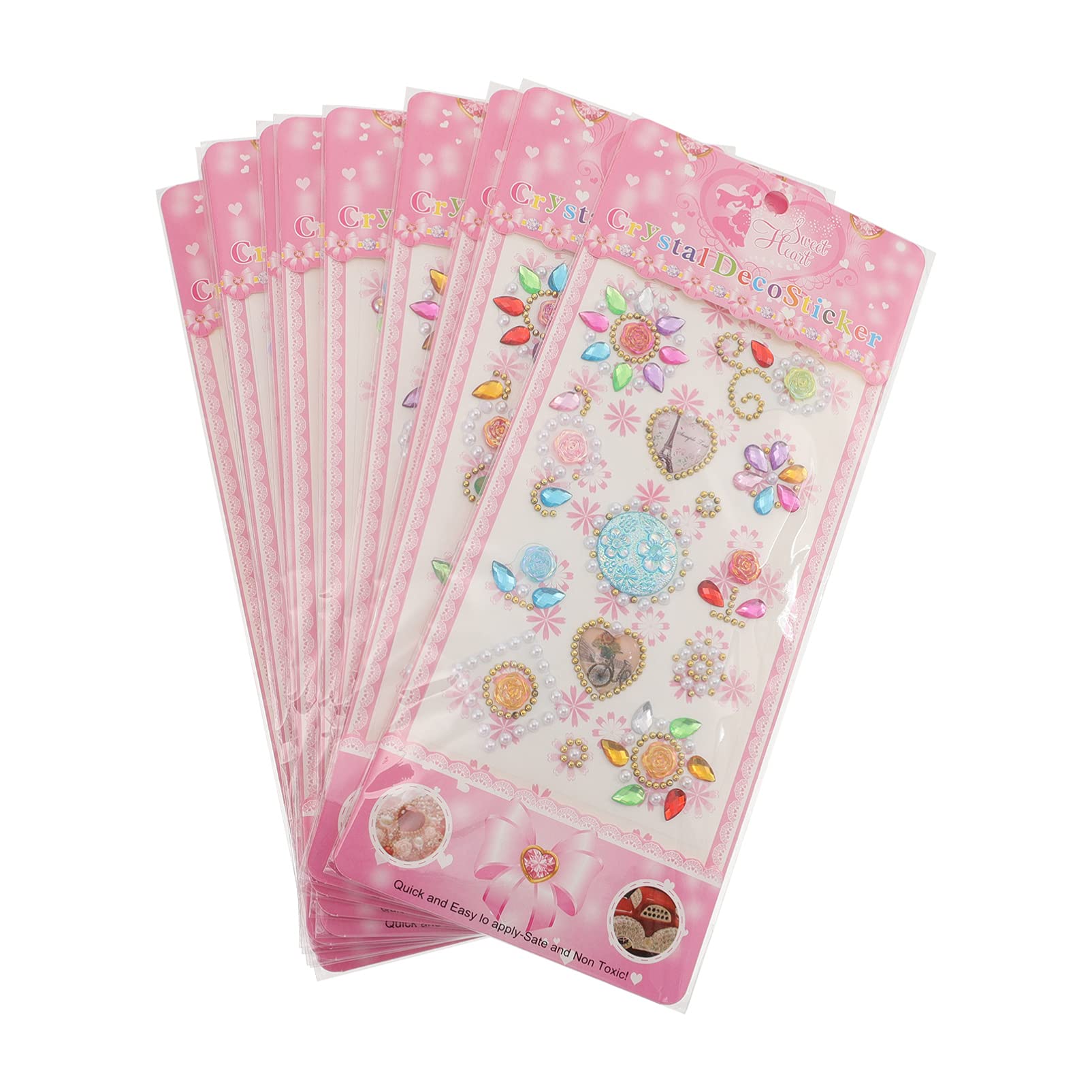 ULTNICE 10pcs Self- Adhesive Rhinestone Sticker Craft Jewels and Gems Sticker Set Crystal Gem DIY Art and Craft Supplies Decoration for Children