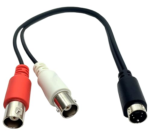 Miniatura 2 de MTUERANC S-Video - Cable divisor de 4 pines a BNC, mini DIN de 4 pines S-Video macho a doble BNC hembra conector divisor en Y (9.8 in10 pulgadas)