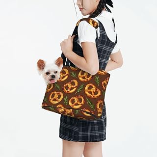 Dog Purse Carrier for Small Dogs Under 10 Kg, Pita Bread Leaves Cartoon Collapsible Dog Carrier with Pockets Purse Rabbit Cat Puppies Tote Bag for Outing Travel Shopping