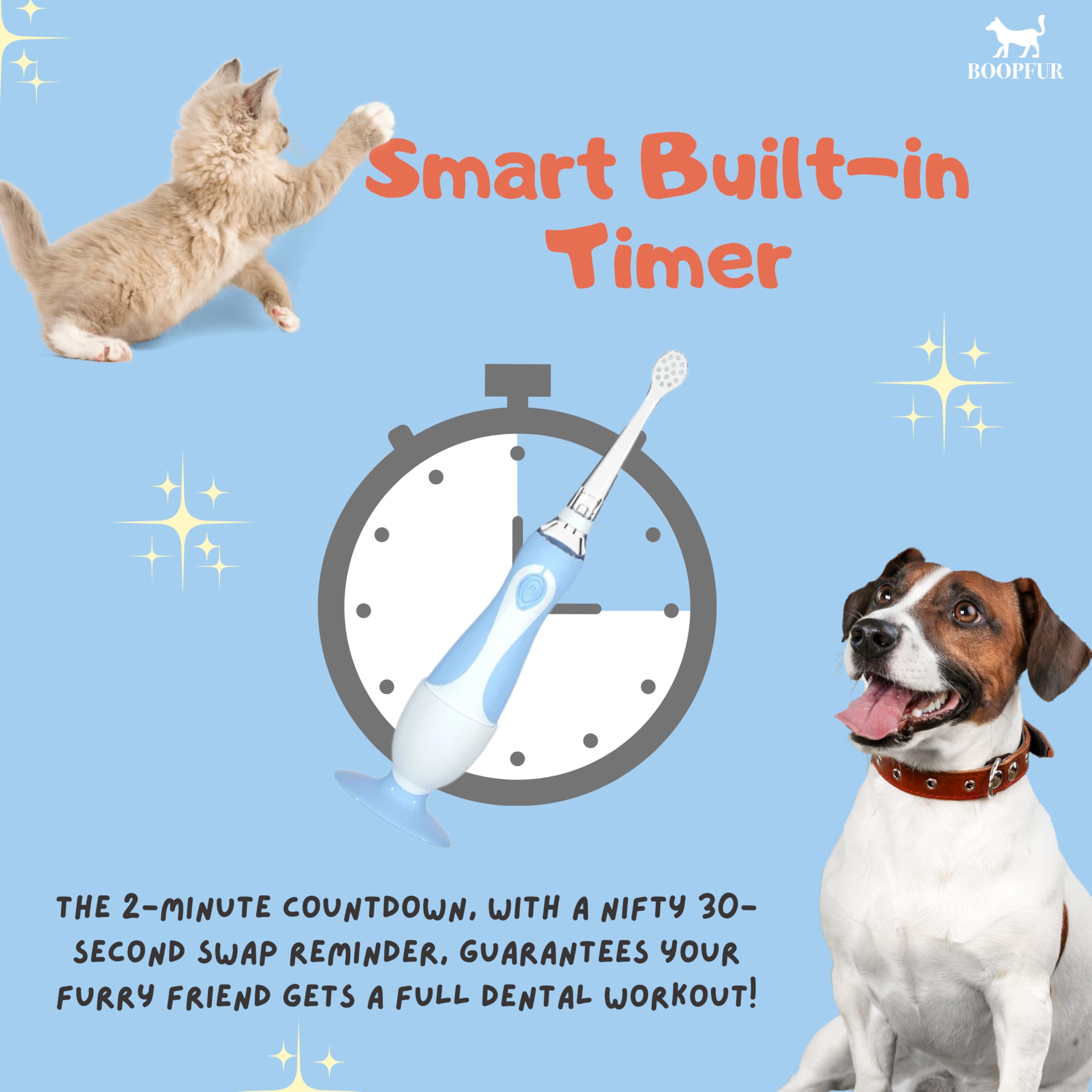 Cepillo de dientes eléctrico para mascotas, luz LED y cerdas suaves, para perros y gatos