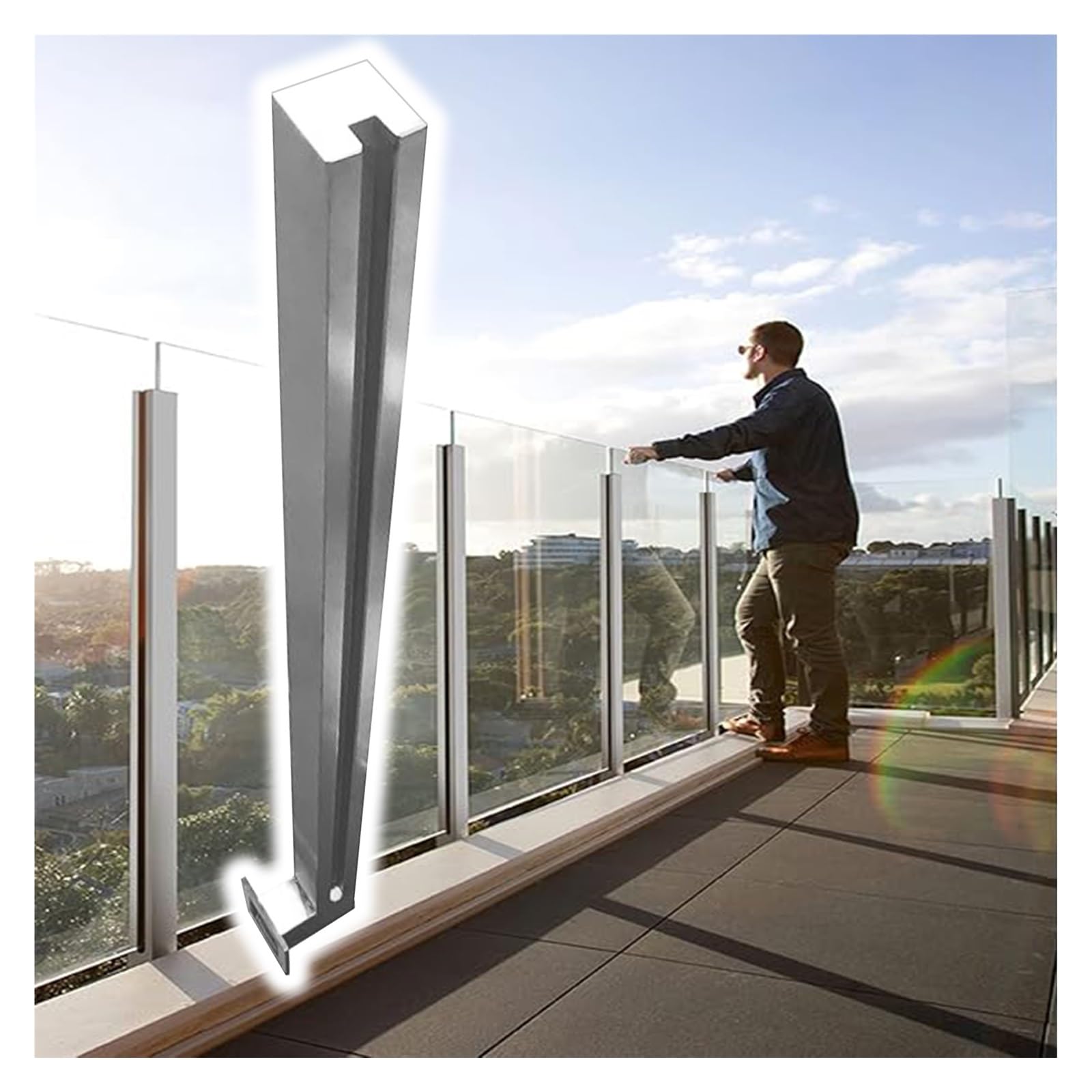 Genérico Sistema de barandilla de Vidrio para Patio de Acero Inoxidable - Barandilla de Seguridad de Montaje Lateral de 152 cm de Altura para balcón, Piscina y Villas - Columna de Cerca Resistente al