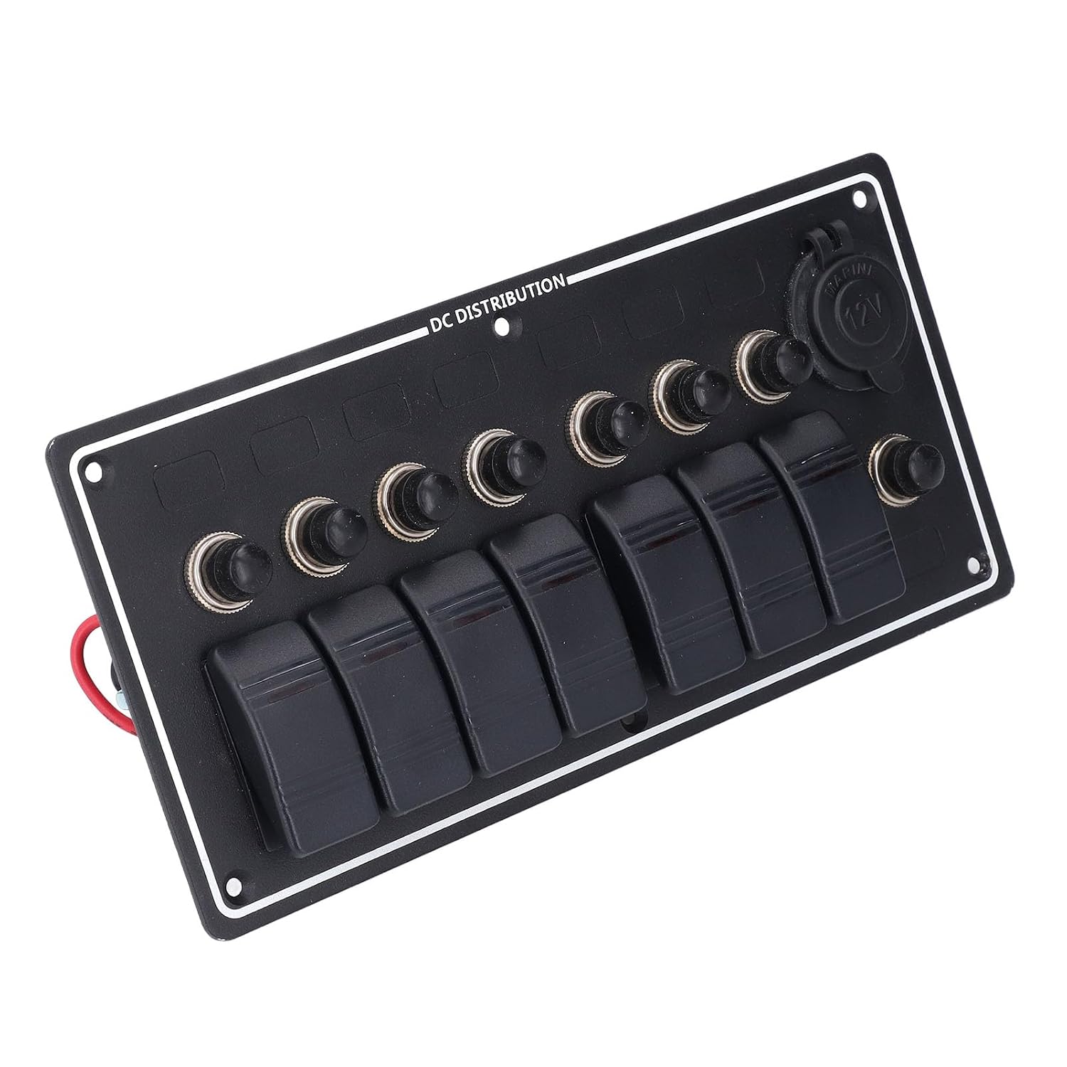 7 Gang Rocker Switch Panel, 12V Boat Switch Panel, Overload Protector with 12V Power Socket, Ideal for RVs, Yachts, Buses & Boats