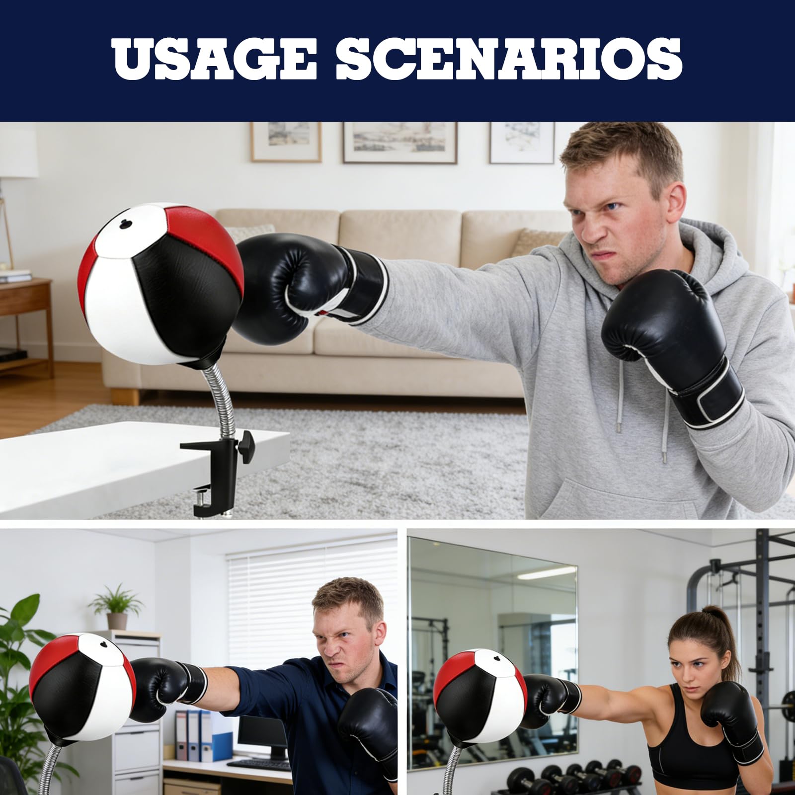 Punchingball Mesa con abrazadera de mesa, bolsa de punching de escritorio, para adultos, mini saco de boxeo Punchingball con y bomba de aire, saco de caja para casa y escritorio para aliviar el estrés