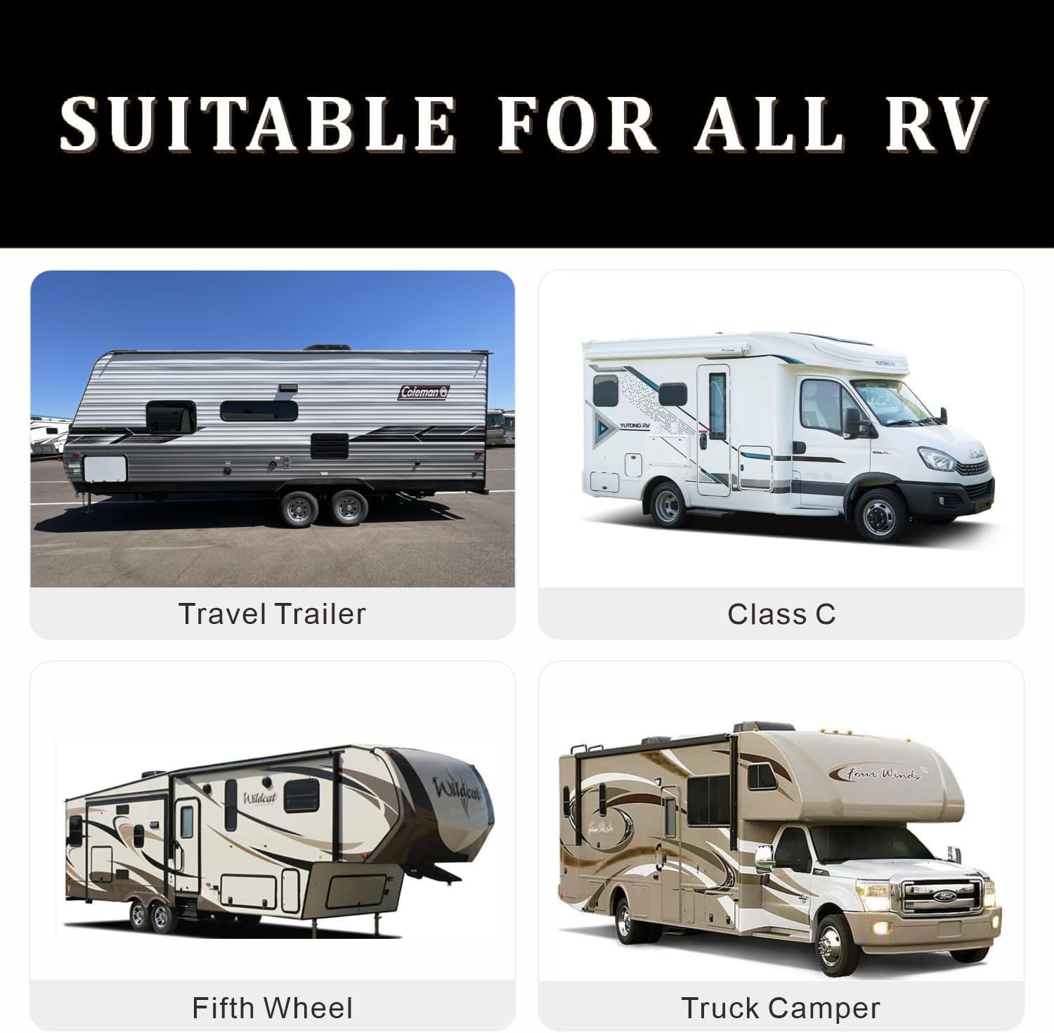 Mobile Home Skirting & RV Fender Skirts - Black 5th Wheel Underbelly Cover, No-Drill with Snap Fasteners, High Density Fiberboard Mesh, 28m/92ft (80cm High)