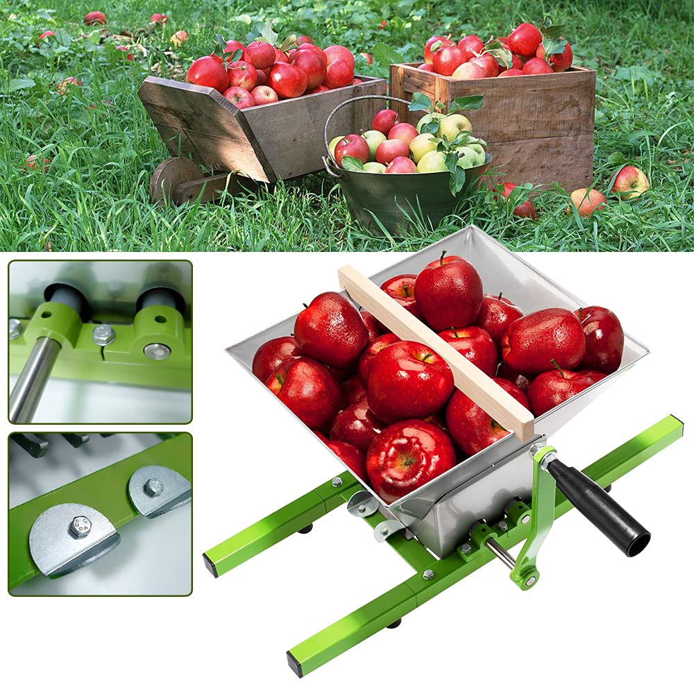Aufun Presse à Fruits Presse à vin Presse à jus Presse à purée + Moulin à Fruits Hachoir à Fruits Manuel avec manivelle, pour Moulin à Raisins (18L Presse à Fruits + 7L Moulin à Fruits)