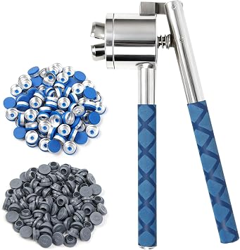 20mm Vial Crimper with 100 Pcs Flip Top Caps and 100 Pcs Self-healing Ports