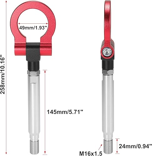 Miniatura 4 de X AUTOHAUX Anillo de remolque de parachoques delantero de aleación de aluminio rojo Tornillo de gancho de remolque para Subaru Impreza WRX BRZ