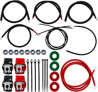 2298-90 Battery Cable Kit for Ford Super Duty F250 F350 Excursion 1999-2003 7.3L Power Stroke Diesel Engine 2/0 Wire with 90 Degree Bend Atstarter