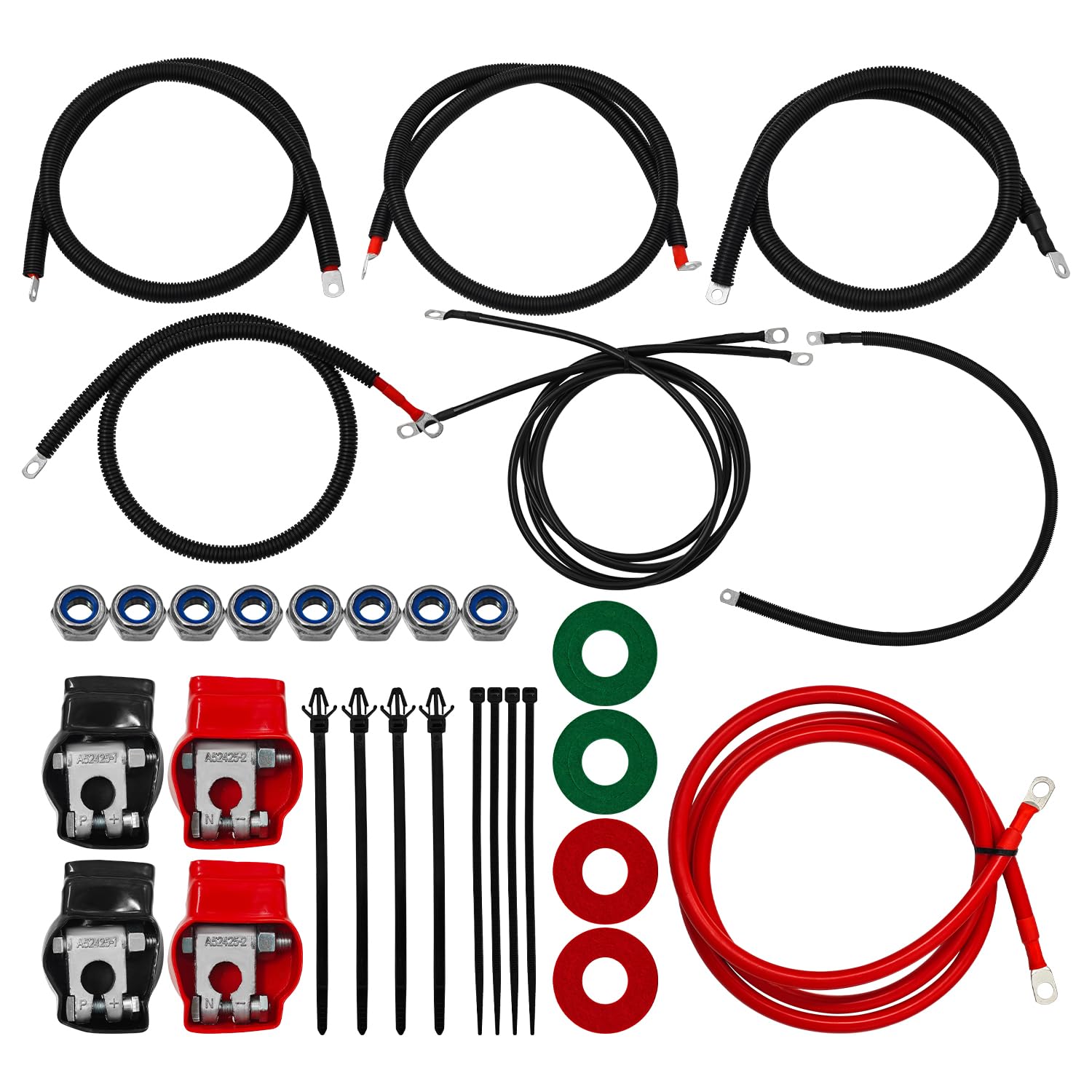 2298-90 Battery Cable Kit for Ford Super Duty F250 F350 Excursion 1999-2003 7.3L Power Stroke Diesel Engine 2/0 Wire with 90 Degree Bend Atstarter