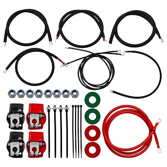 2298-90 Battery Cable Kit for Ford Super Duty F250 F350 Excursion 1999-2003 7.3L Power Stroke Diesel Engine 2/0 Wire with 90 Degree Bend Atstarter