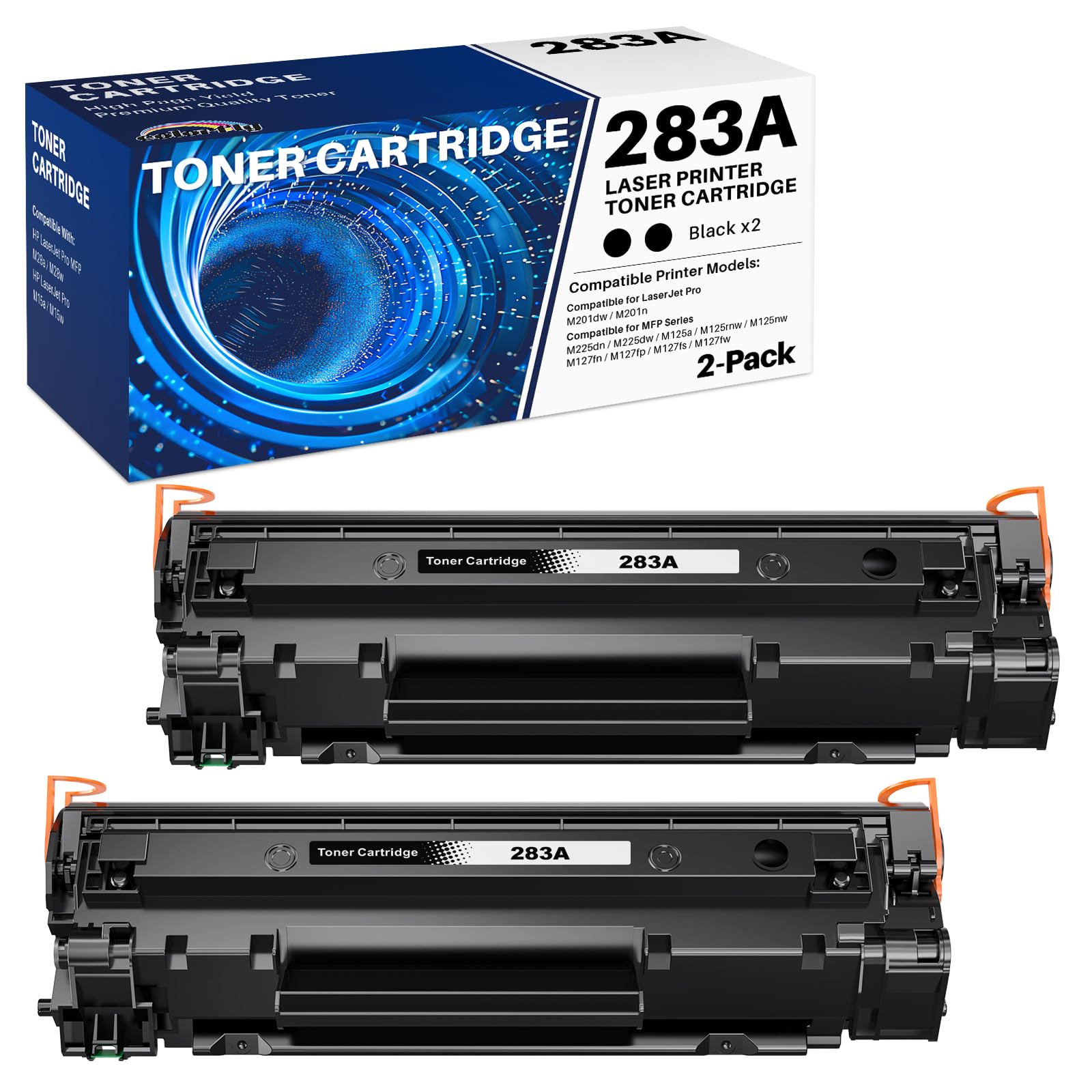 colorfly Toner 83A CF283A kompatybilny z HP 83A CF283A do Laserjet Pro MFP M125nw M127fs M127fw M127fn M225dw M125a dla Laserjet Pro M201dw M201n (2 czarny)