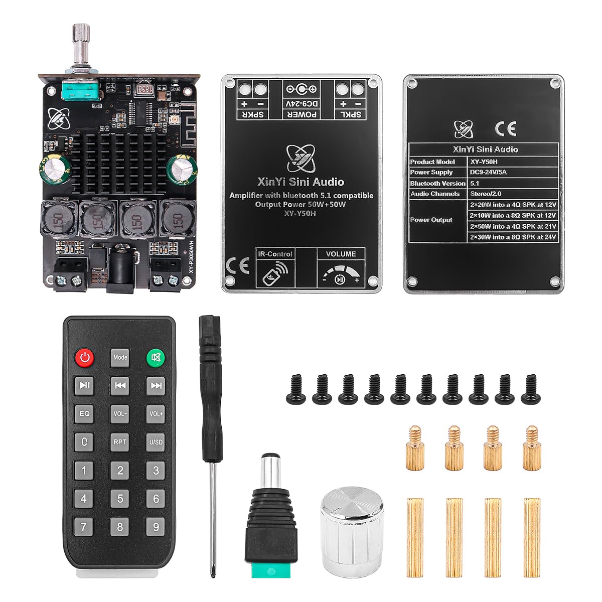Amplificatore Audio HIFI 50W + 50W Con Controllo Bassi E Alti – Modulo Digitale Per Impianti Fai-da-te, Protezioni Integrate