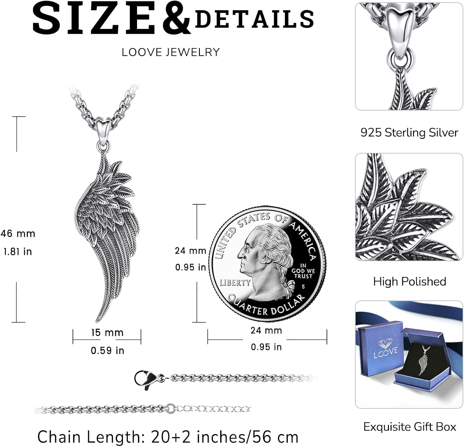 Angel Wings Necklace 925 Sterling Silver Guardian Angel Nurse RN Caduceus Pendant Charm Crystal Angel Jewelry Gifts for Women - Image 4