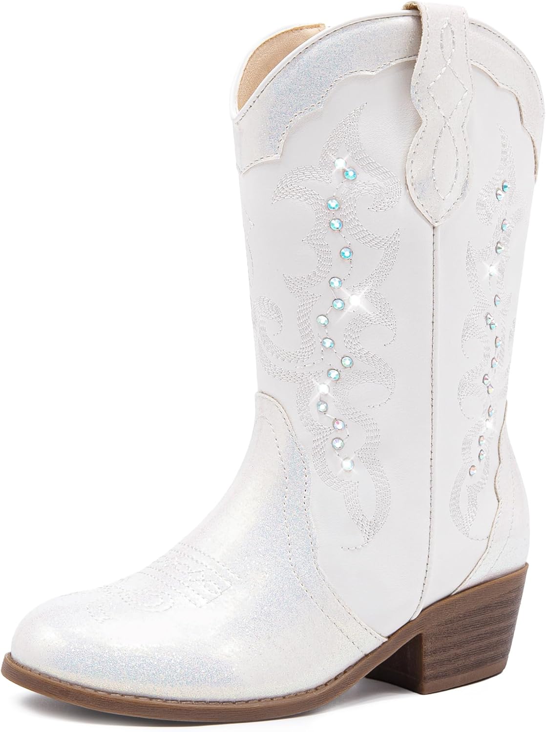 Girls Cowboy Boots Cowgirl Western Boot for Kids Rhinestone Sparkly Toddler Dress Boots Ponited Toe Mid Calf Birthday Party for Little Big Kid