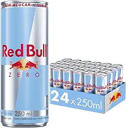 Pack de 24 Latas Red Bull Energético, Zero, Sem Açúcar, 250ml