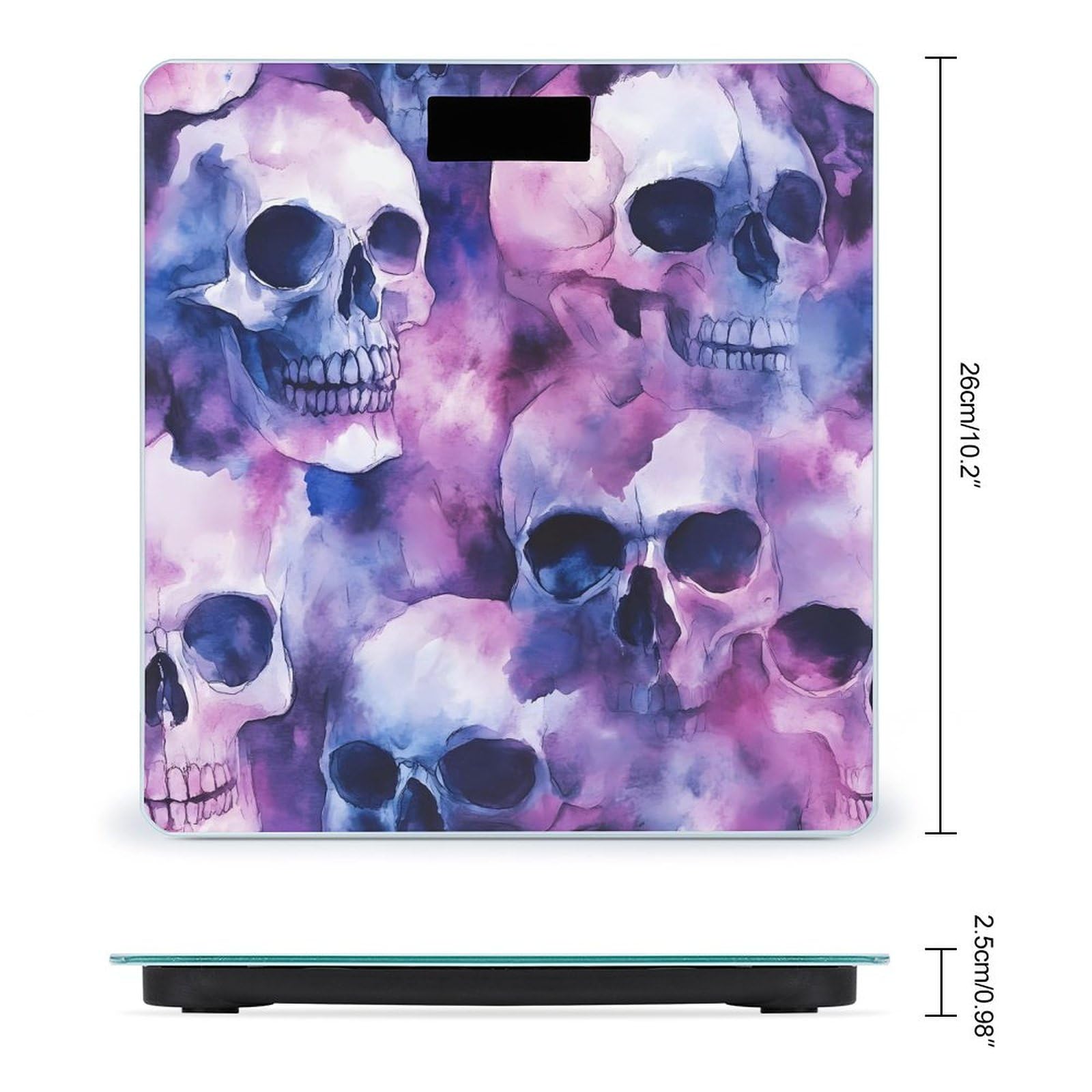 Watercolor Skulls Scale for Body Weight Smart Accurate Digital Bathroom Scale with Easy Read LCD