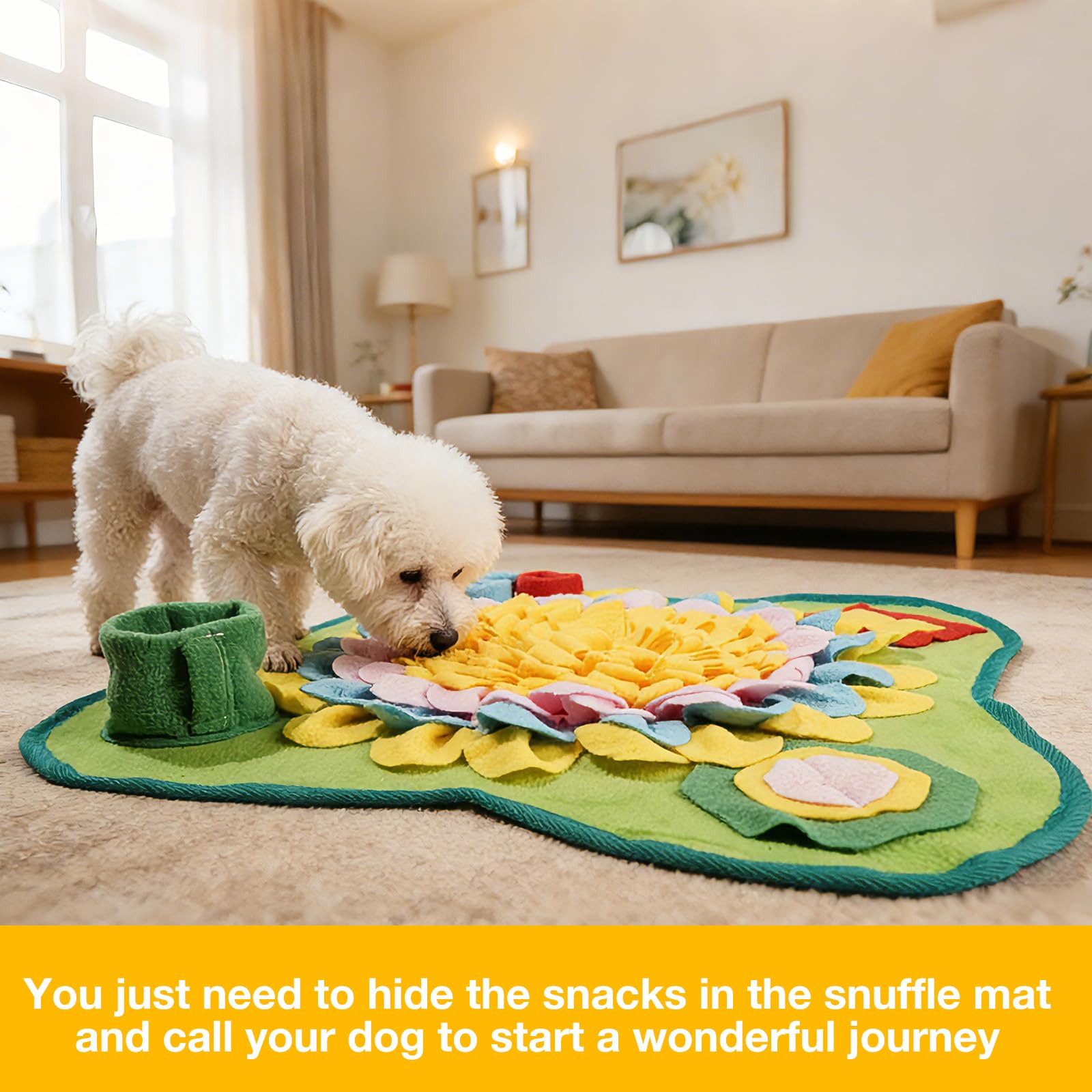 Romon Tappeto Olfattivo per Cani – 50x50 cm, Tappeto per Cani in Pile Colorato, Gioco Interattivo per Cani, Gatti e Conigli, Antiscivolo, Lavabile e Pieghevole