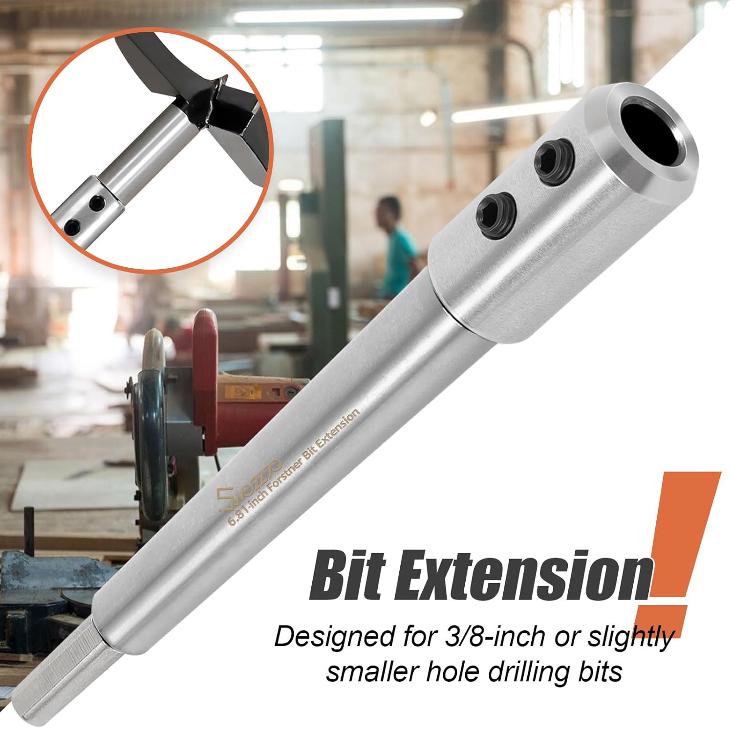 2PCS Forstner Bit Extension Set with Anti-Slip Design,Adding Over 3.28"&5.64" Drilling Depth to Forstner Bit,Suitable for Process Wooden Furniture,Timber and etc.