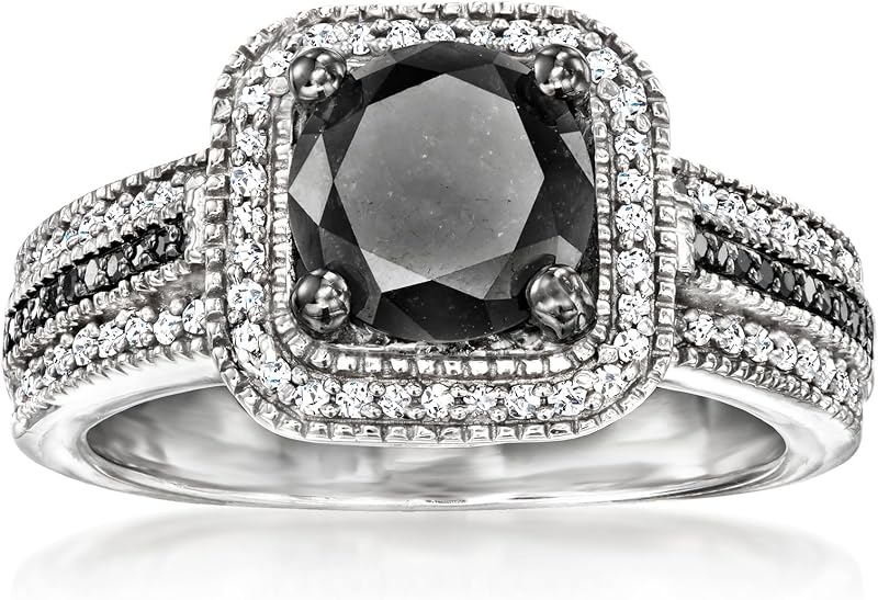 Ross-Simons 2.00 ct. t.w. Black and White Diamond Ring in Sterling Silver