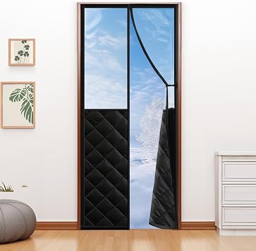 Magnetic Thermal Insulated Door Curtain for 36"x 80" Doors, Insulated Door Cover with Clear Window, Hands-Free Self-Closing for Pets, Block Draft in Winter & Keep Cool in Summer
