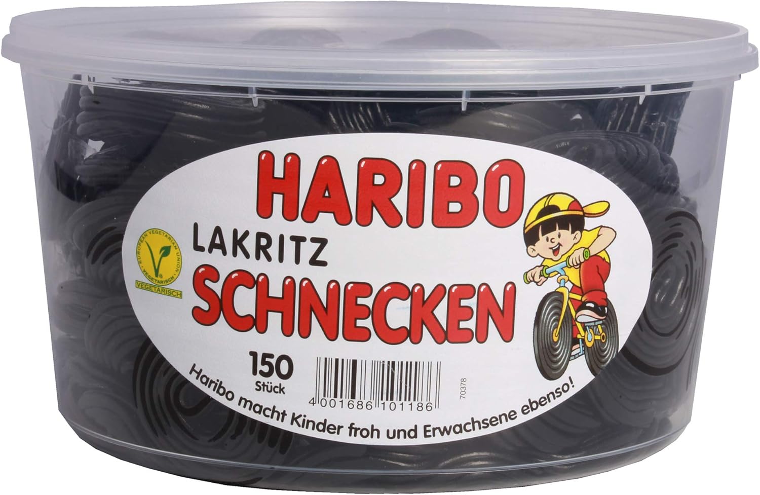 Haribo Licorice Snails, 150 Units, 1500 g Tin Amazon.ca Grocery