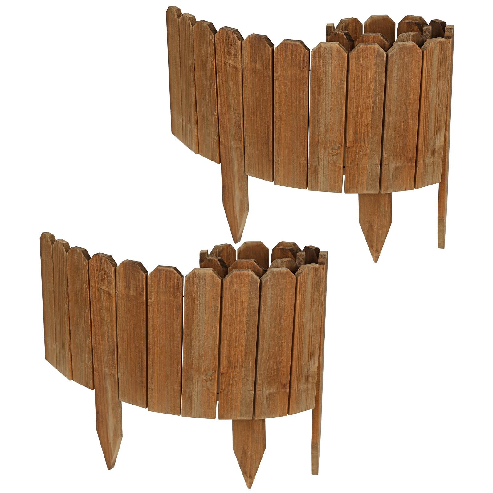 2 Pack Wooden Garden Fence 120 x 25 cm Flexible Edging Border
