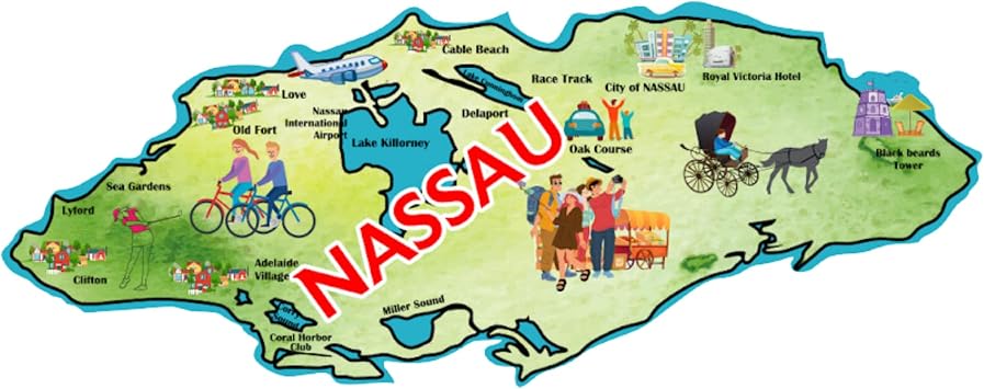 Nassau Bahamas Fridge Magnet Souvenir, Magnetic Sticker Keepsake, 5 Inches