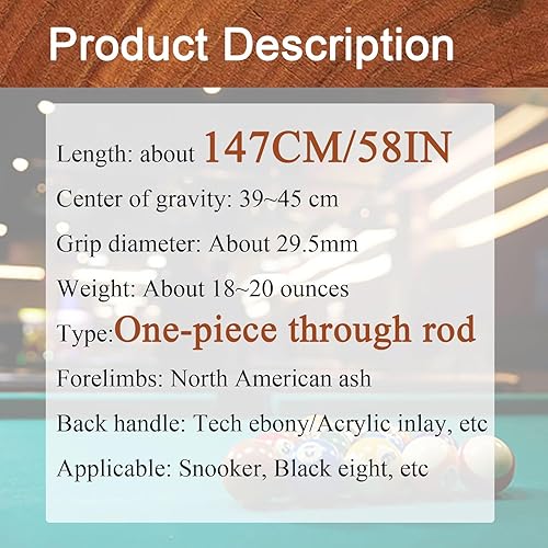 Vista 2 de Tacos de billar profesionales taco de billar integrado con caja Tecnología de incrustaciones acrílicas 10MM Snooker Chino Negro Ocho (Color: 1)