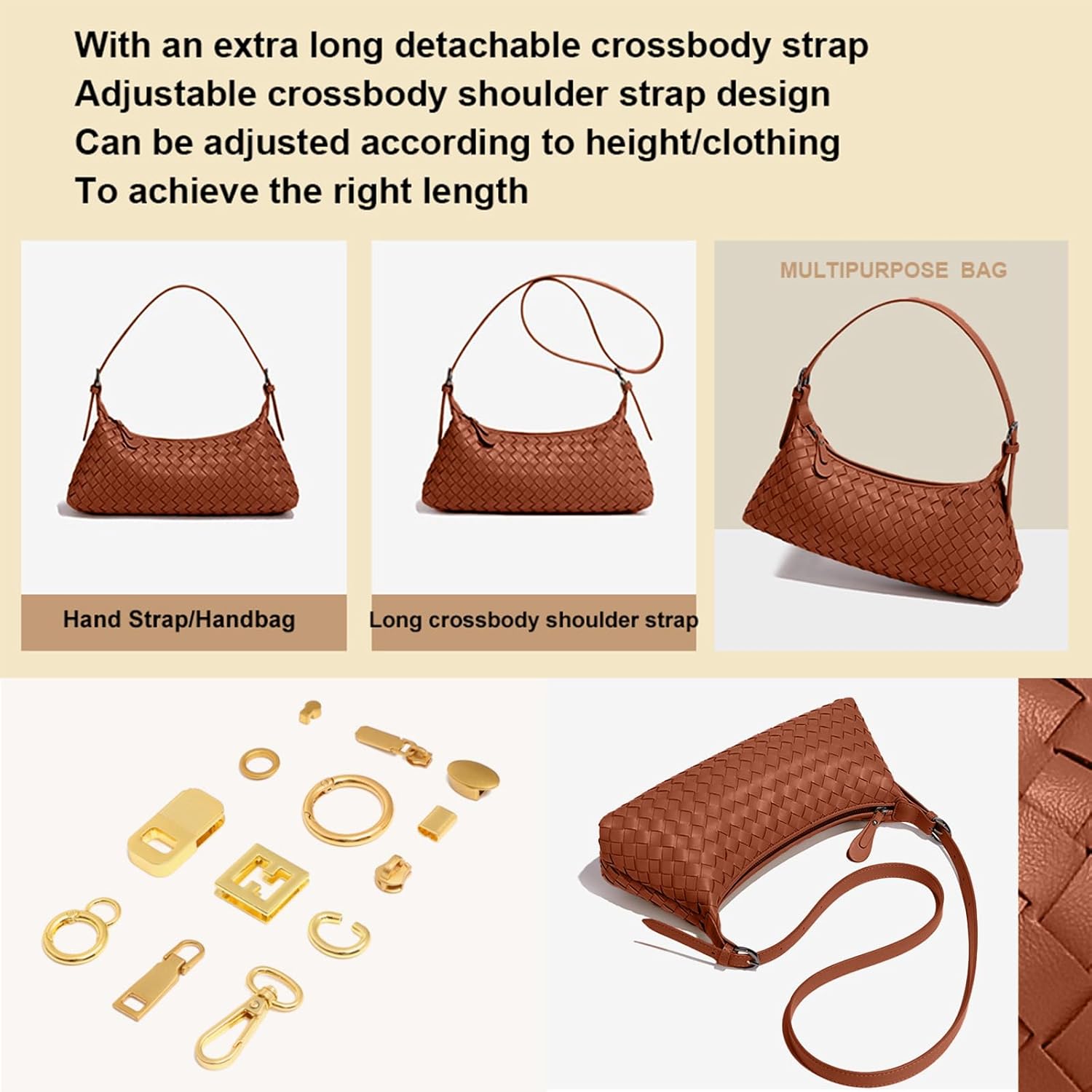 Handbags Shoulder Bags for Women Small Bags Women's Woven Tote Bag Crossbody Handbag Travel Hand Bag Purse Hobo