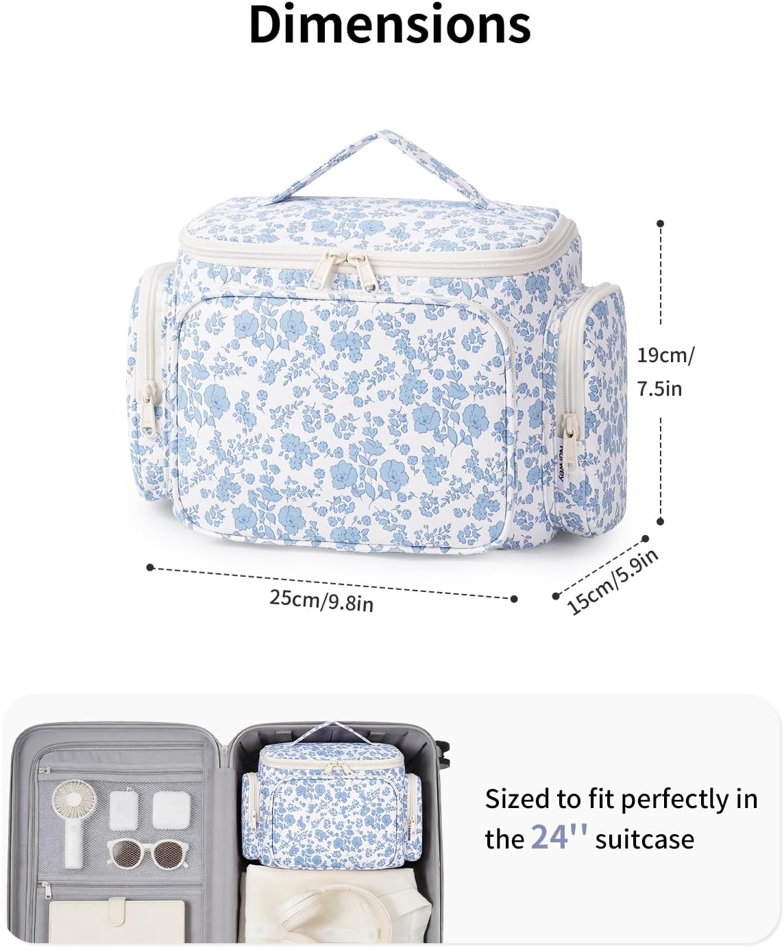 Narwey Hanging Travel Toiletry Bag for Women, Large Makeup Bag, Wide Open Cosmetic Bag, Multiple Organized Pocket, Wet Pocket for Towel, Portable Bathroom Travel Bag for Toiletries, Essentials