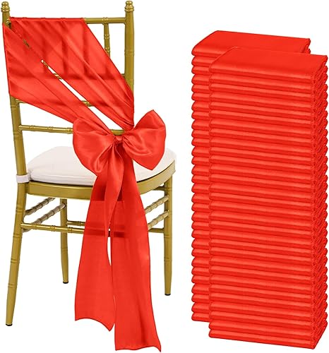 Miniatura 25 de fani 60 cintas de satén negras de 7 x 108 pulgadas para silla, fundas universales para silla, bodas, fiestas de cumpleaños, celebraciones, hoteles