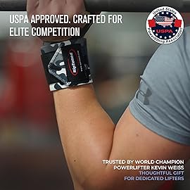 Rip Toned Wrist Wraps for Weightlifting - USPA & USAPL Approved 18 Wrist Straps for Powerlifting - Adjustable, Durable Gym Wraps with Thumb Loop - Quality Support for Men & Women - Gray Camo Flex