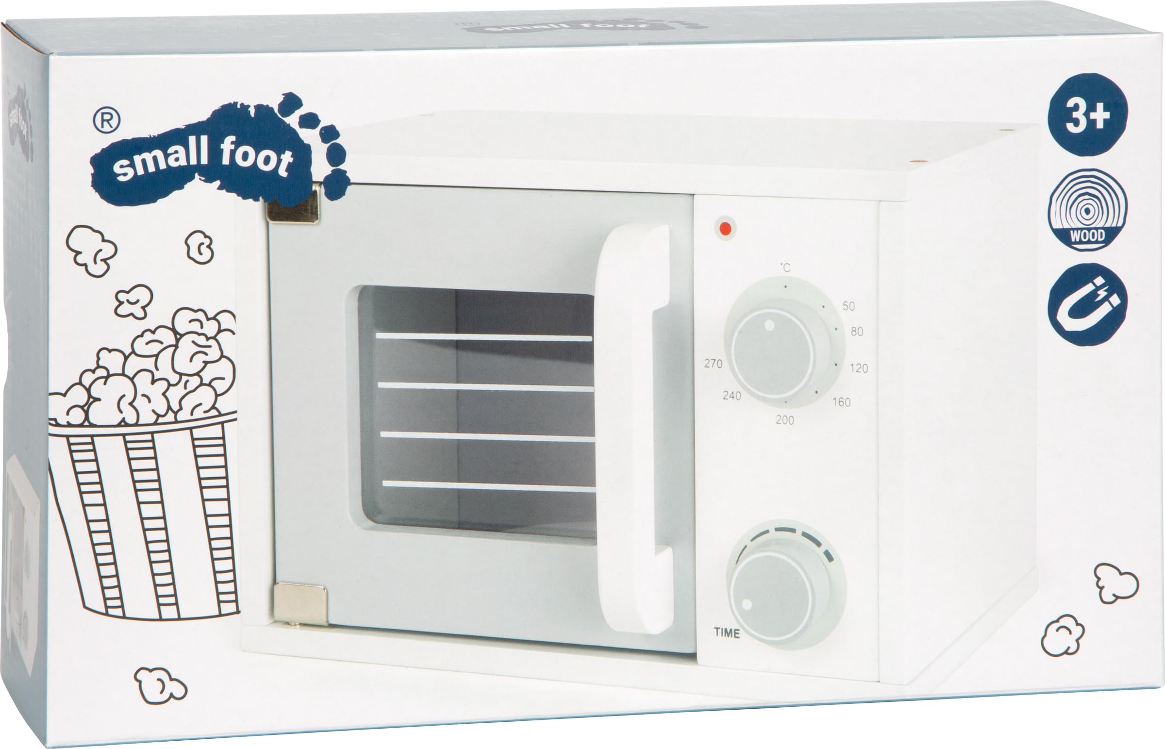 small foot 11184 Micro-ondes pour la cuisine d'enfant en bois, boutons mobiles et porte magnétique, à paritr de 3 ans