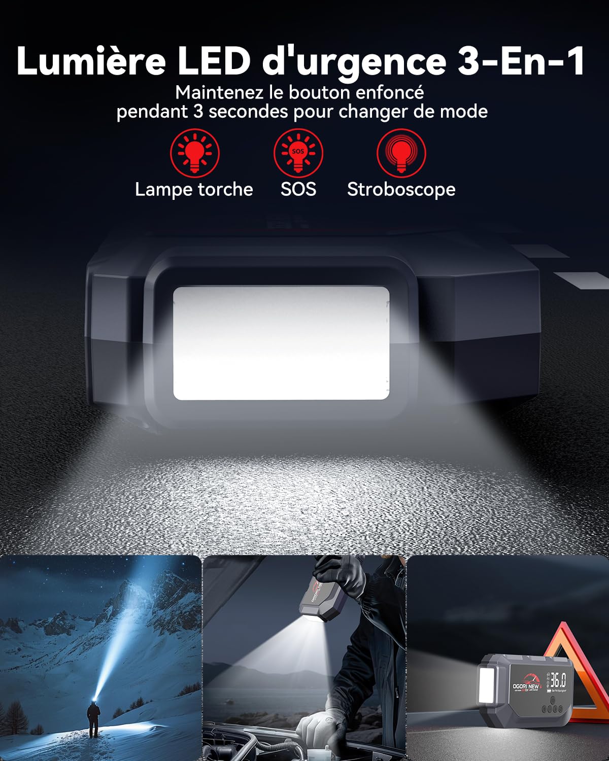 Booster Batterie Voiture avec Compresseur,7000A Démarreur Batterie,12V Démarreur Voiture avec 150PSI Gonfleur de Pneus,Jump Starter avec Powerbank et Chargeur USB (Essence 10L et Diesel 8L)