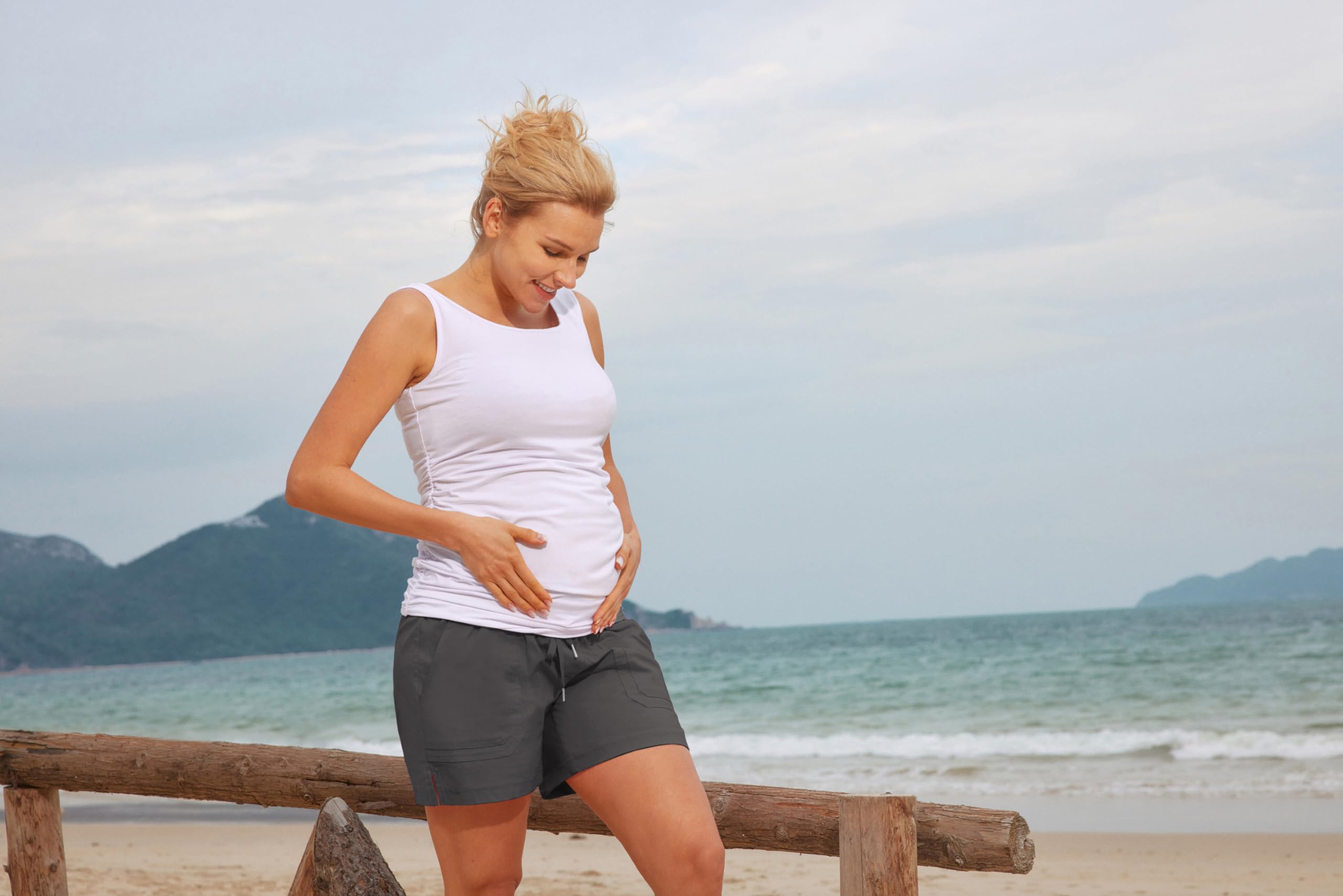Maacie Pantalones Cortos De Maternidad De Algodón Casual Pantalones Cortos Con Cordón Cintura Alta Y Bolsillos