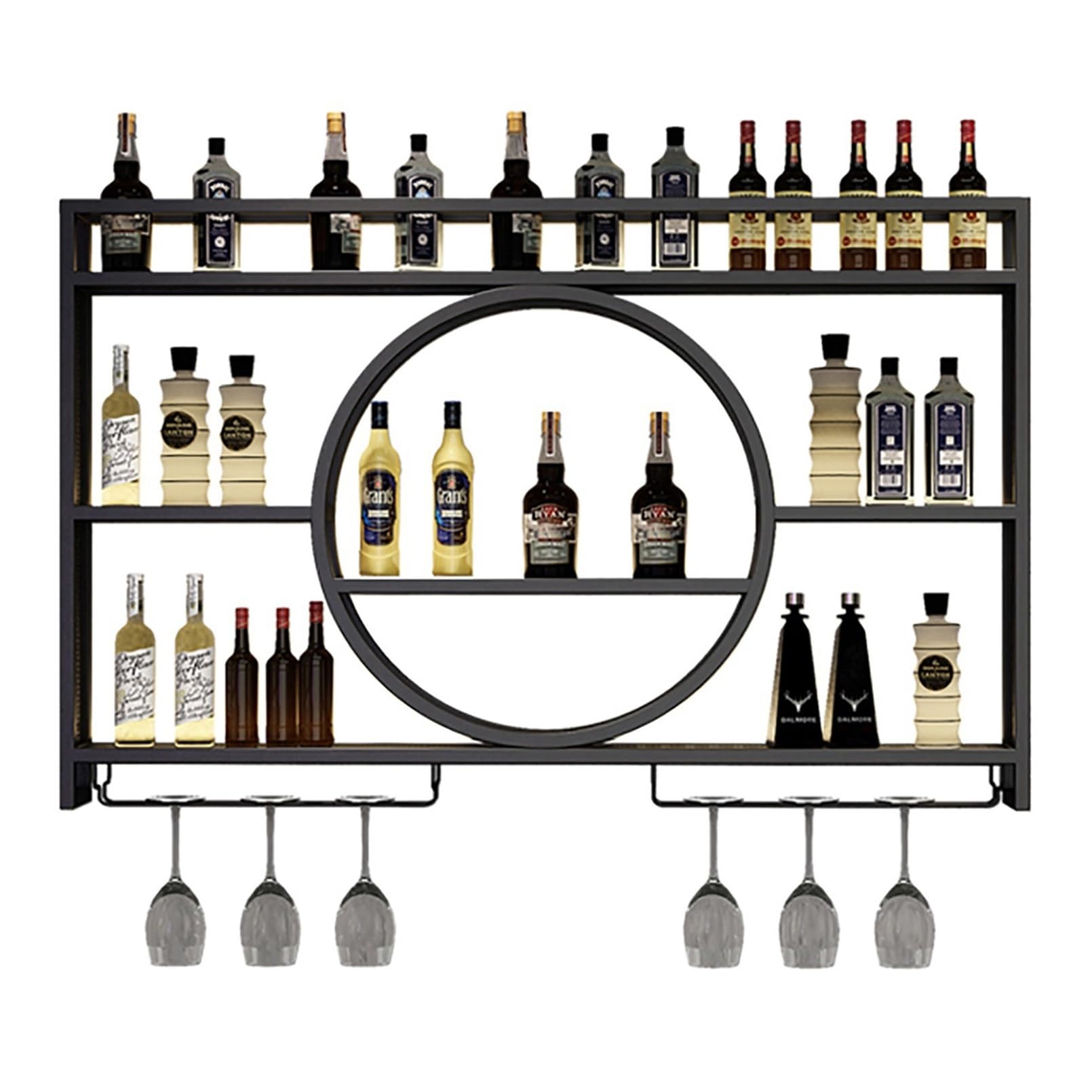 Botellero De Hierro De Estilo Industrial,Enfriador De Vino Montado En La Pared,soporte Para Botellas De Metal,Botellero De Almacenamiento Multifuncional,Estante De Exhibición De Vidrio De Vino ( Color