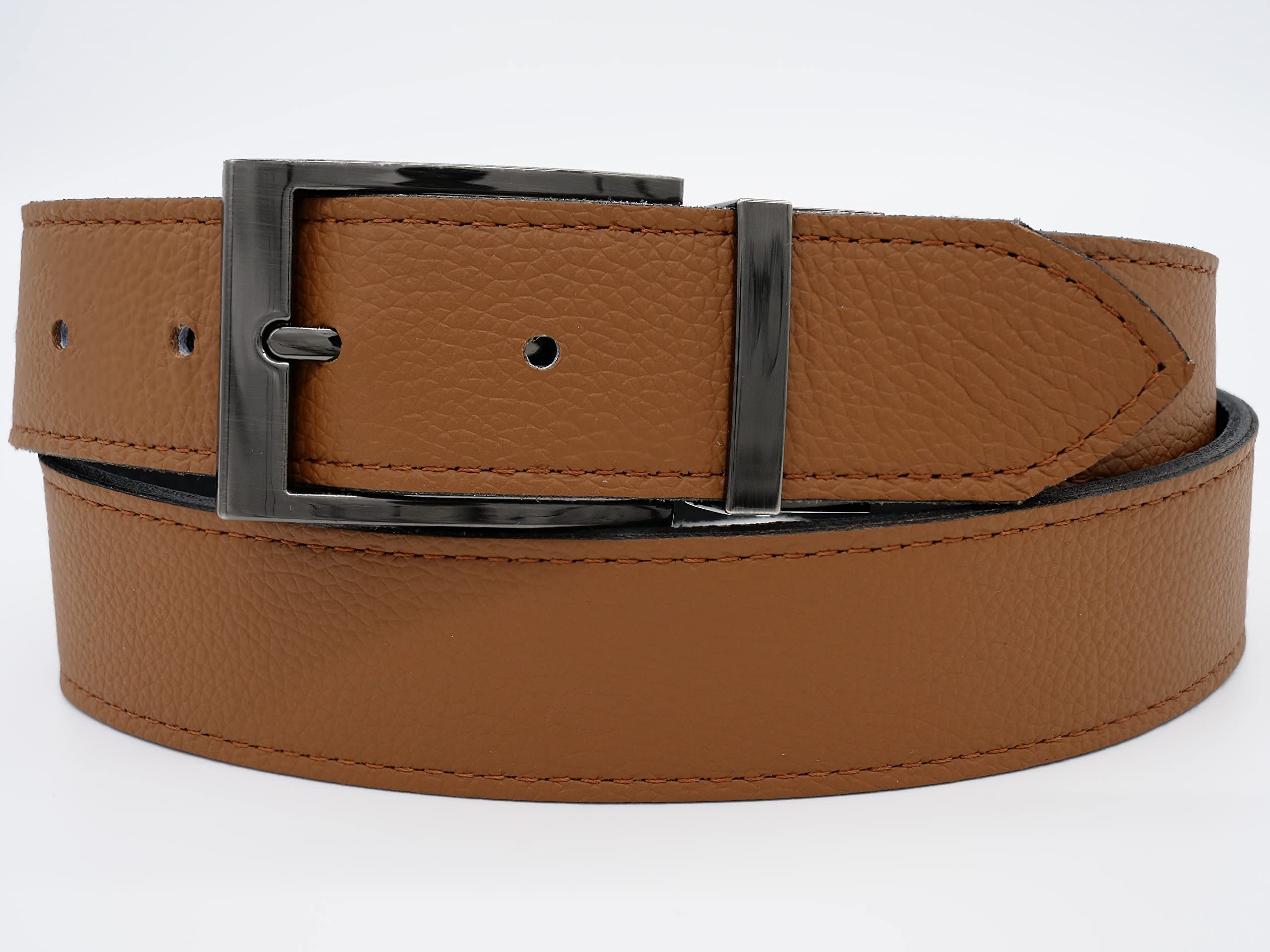 AnnaMatoni Gürtel Herren Ledergürtel Geschenk-Box Wendegürtel aus Nappa Leder 3,5cm breit Größe Kürzbar Braun und Schwarz 130cm