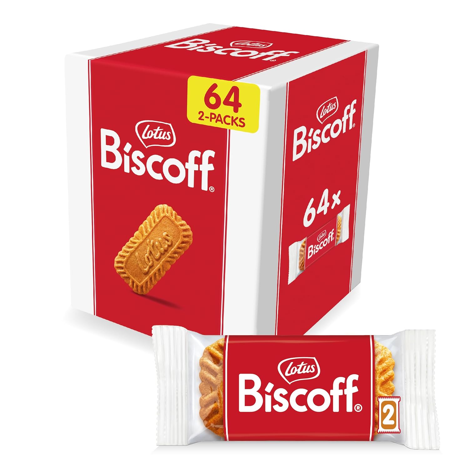 Galletas Lotus Biscoff, 128 unidades, Veganas (Pack de 2 x 64)