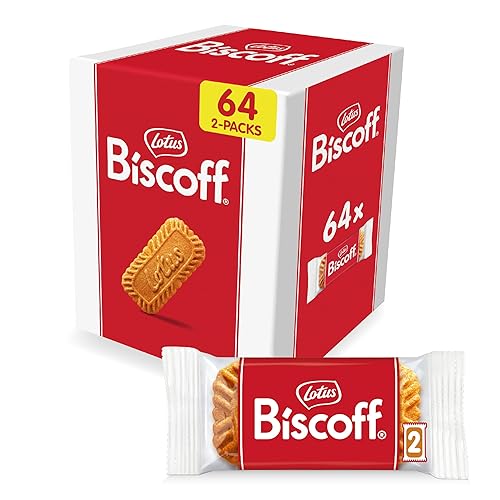Lotus Biscoff Cookies, Caramelized Biscuit Cookie Snack, 128 Cookies, Vegan, (64 Count of 2 Pack)
