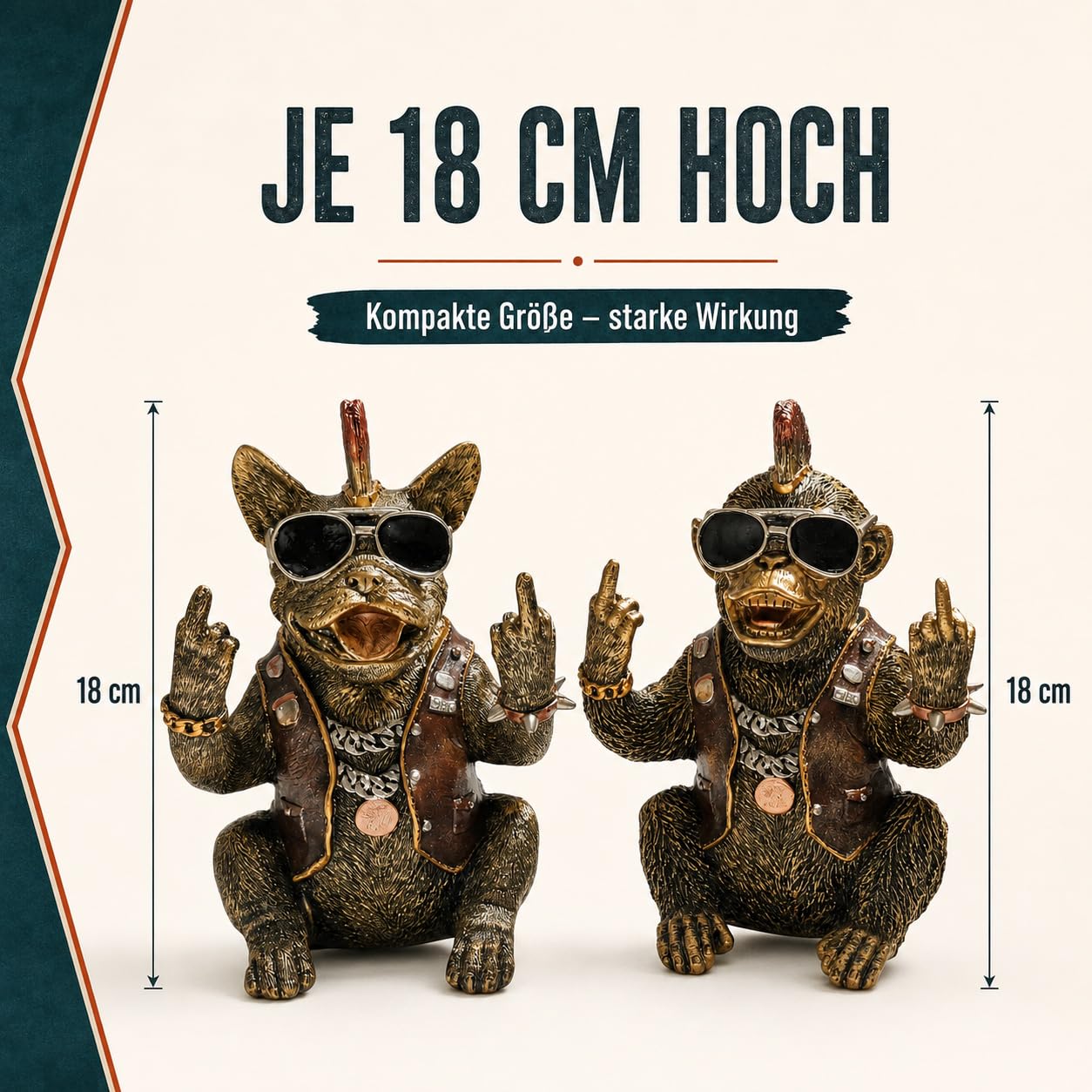 formano Zestaw 2 figurek dekoracyjnych Monkey & Bulldog Biker kolor