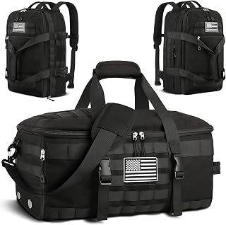 ETRONIK 22x14x9 Airline Approved Gym Bag for Men & Women - Tactical Duffel with Shoe & Wet Compartments, 3-in-1 Carry-On Travel Backpack, Weekender Black